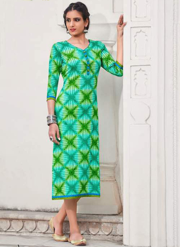 Muti Design Kurti - Cotton | A-Line Silhouette, Flared Ankle Length, Vibrant Colors & Intricate Embroidery Patterns for Trendy Youngsters