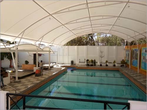 White Cantilever Shade Structure