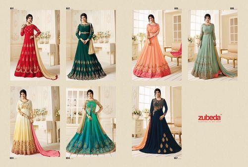 Zubeda Lunching Gown Catalog Posh Collection 601 To 607 Series