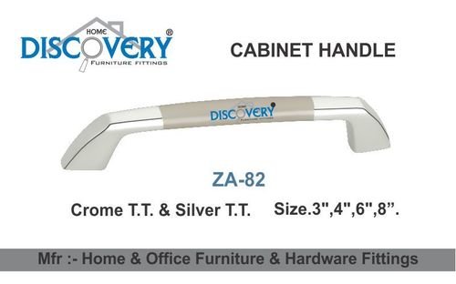 Zinc Cabinet Handle - Chrome T.T. & Silver T.T. Finishes, Brass Material, Sizes 3-10 Inches