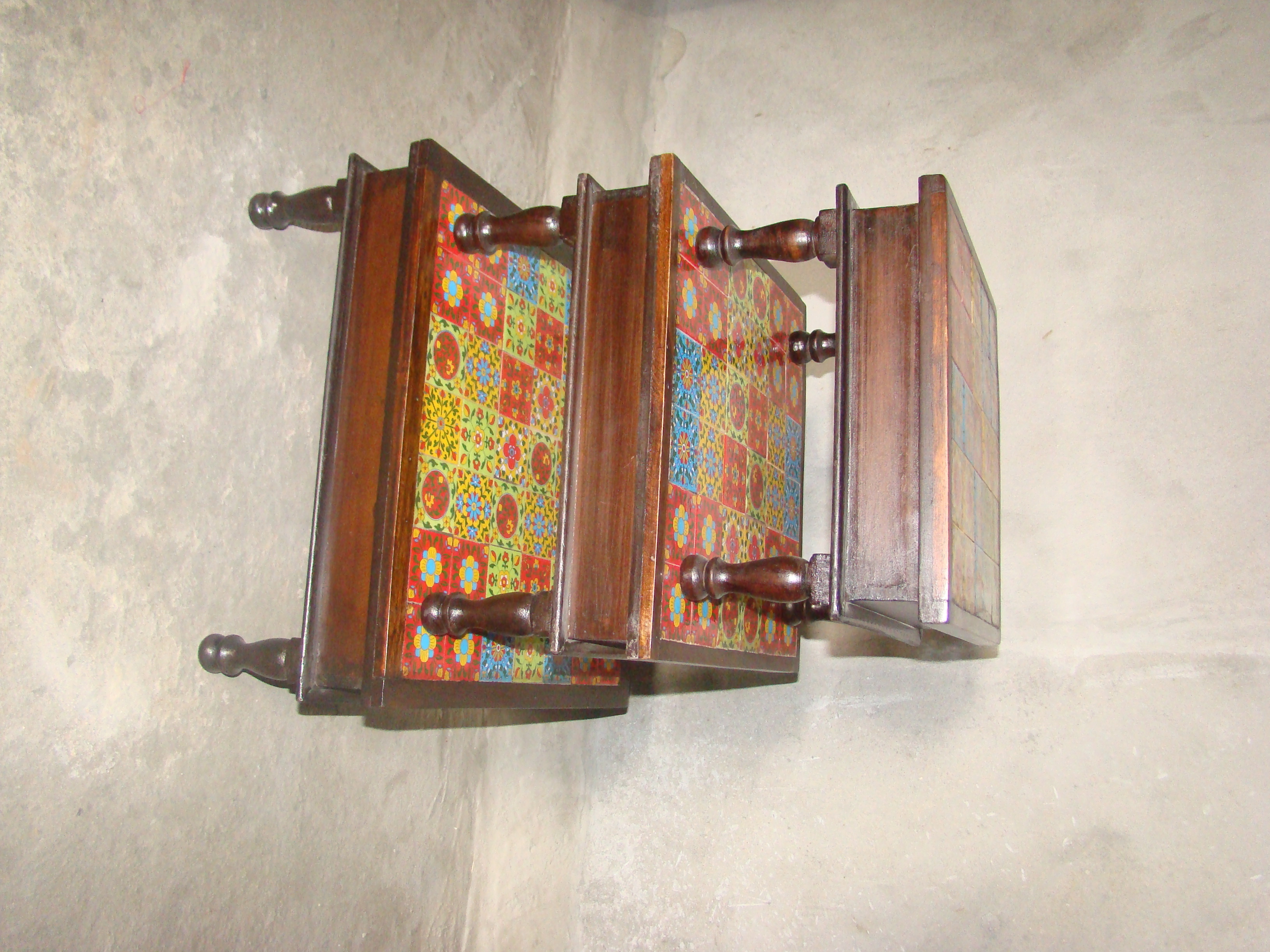 Bajot Set - Solid Wood With Ceramic Accents, 381x381x177.8 Mm, Brown | Handmade, Eco-friendly, Durable, Easy To Clean