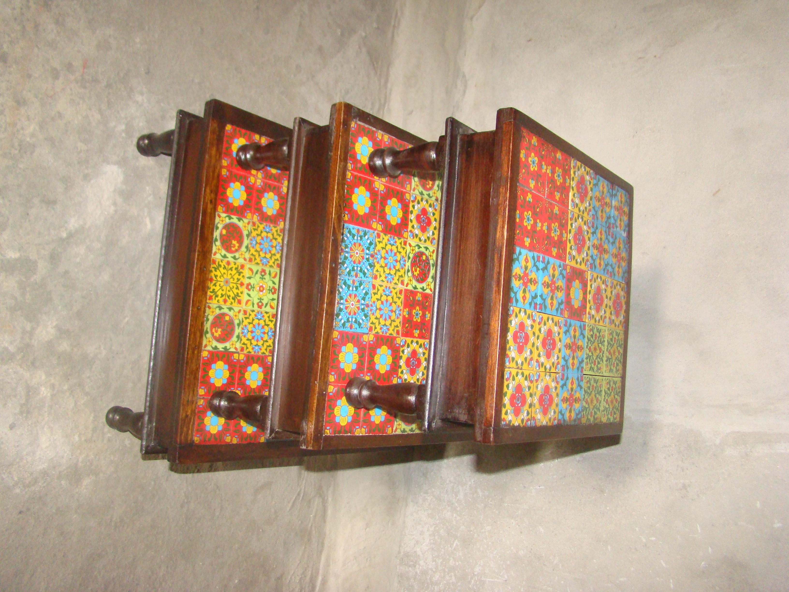 Bajot Set - Solid Wood With Ceramic Accents, 381x381x177.8 Mm, Brown | Handmade, Eco-friendly, Durable, Easy To Clean