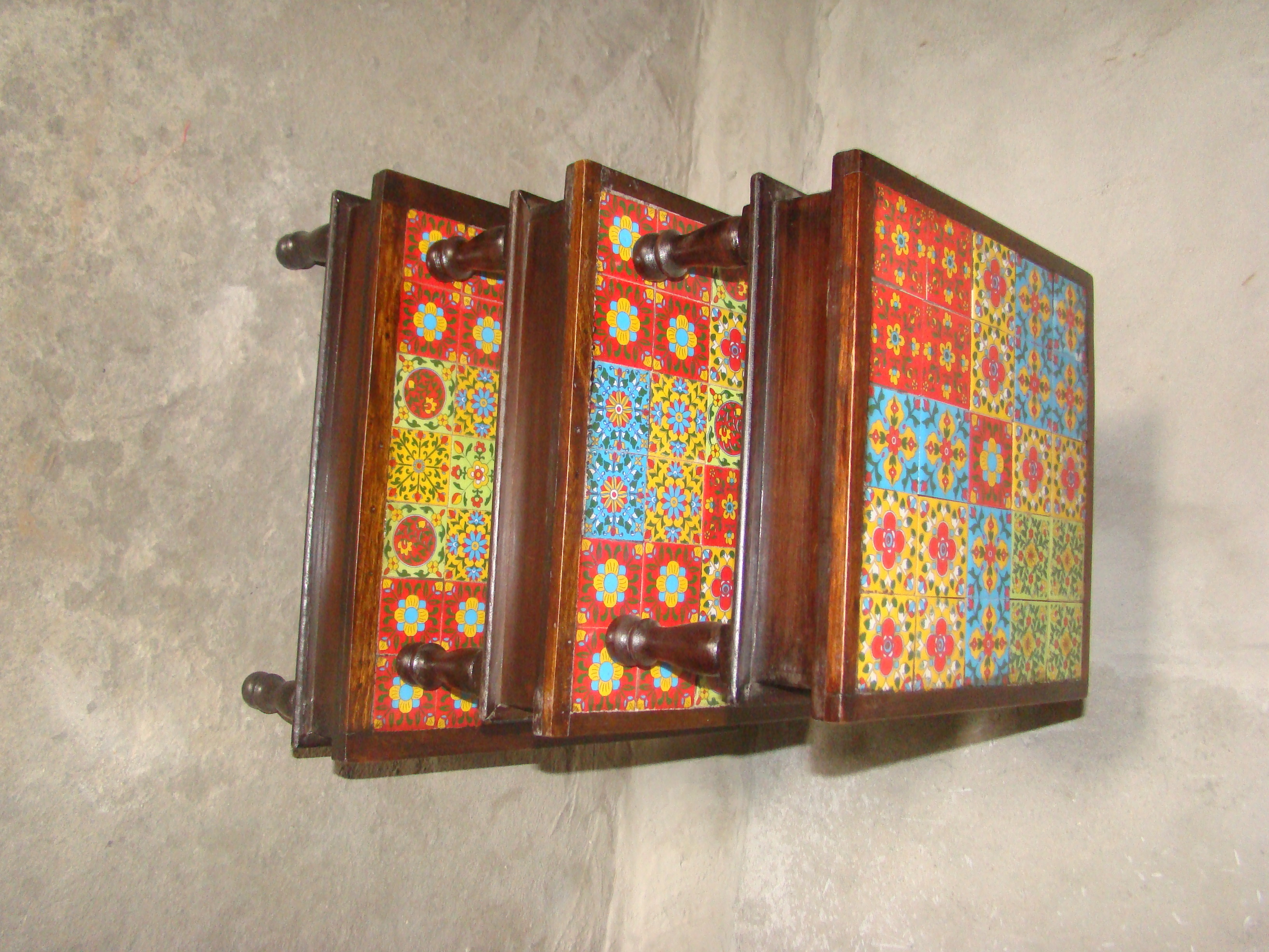 Bajot Set - Solid Wood With Ceramic Accents, 381x381x177.8 Mm, Brown | Handmade, Eco-friendly, Durable, Easy To Clean