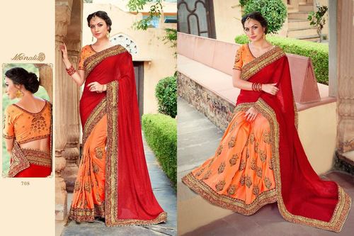 Stone work with Heavy border Designer Saree