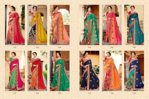 Monalish Lunching New Heavy Designer Party Wear Saree Catalog 701 To 712 Series