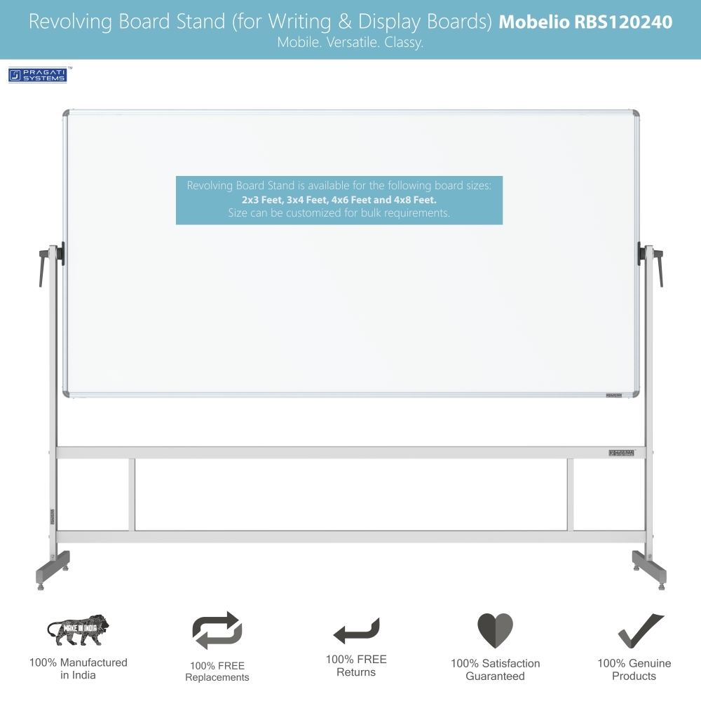 Revolving Whiteboard Stand Mobelio (For 4x8 Feet) Superior Build Quality