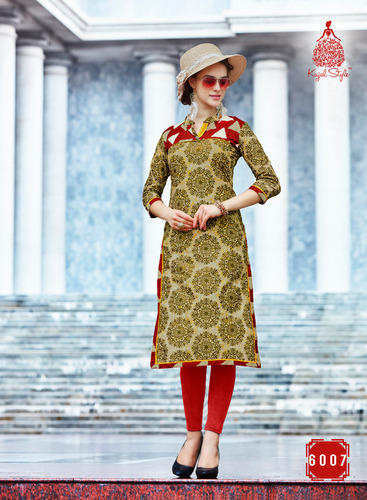 Red And Green Ladies Fancy Kurti