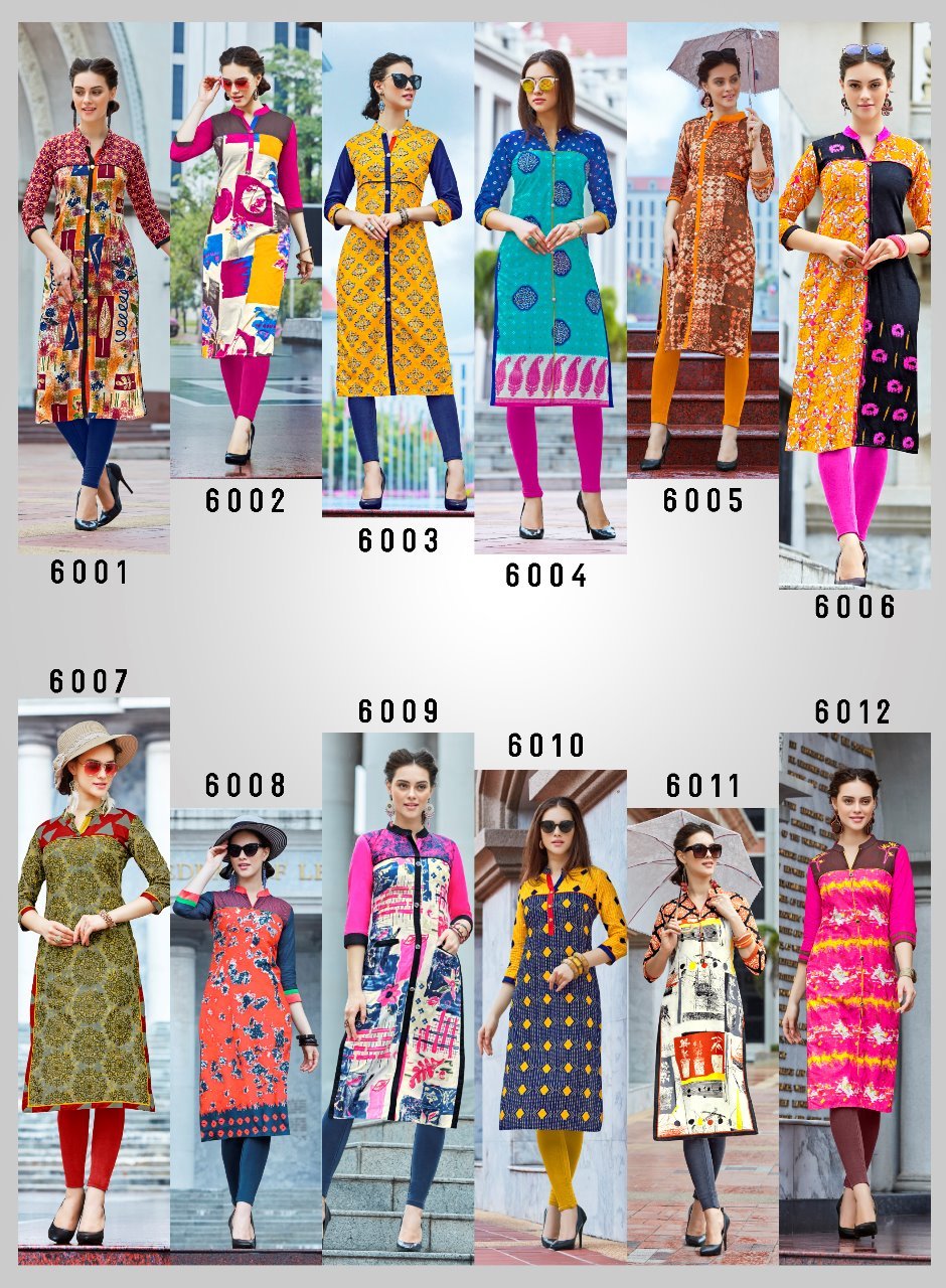 Red And Green Ladies Fancy Kurti