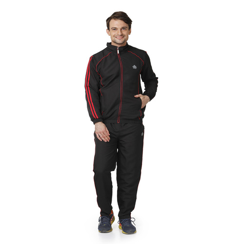 Polyester Men's Black & Red Tracksuit