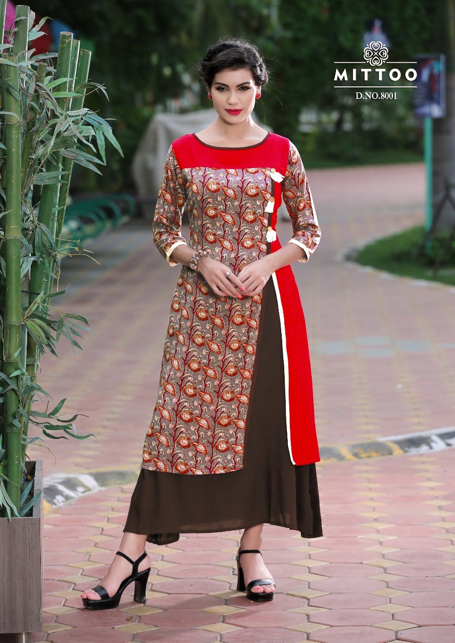 Cream And Brown Ladies Fancy Kurti