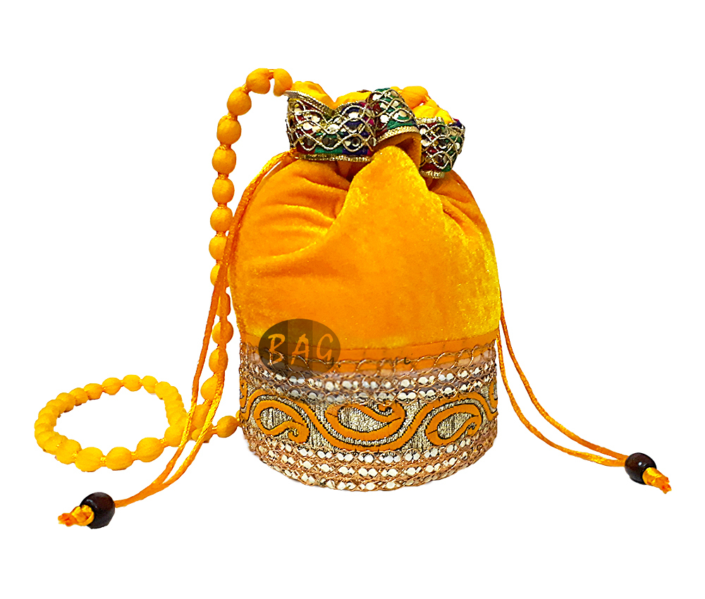 Potli Return Gift Bag - Velvet, 8x7x4 Inches | Assorted Color, Ideal For Wedding Gifts