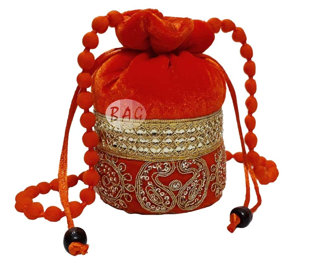 Potli Gift Bag - Velvet, 6x5x4 Inches | Assorted Colors, Customized Design, Logo, Size, And Weight Options