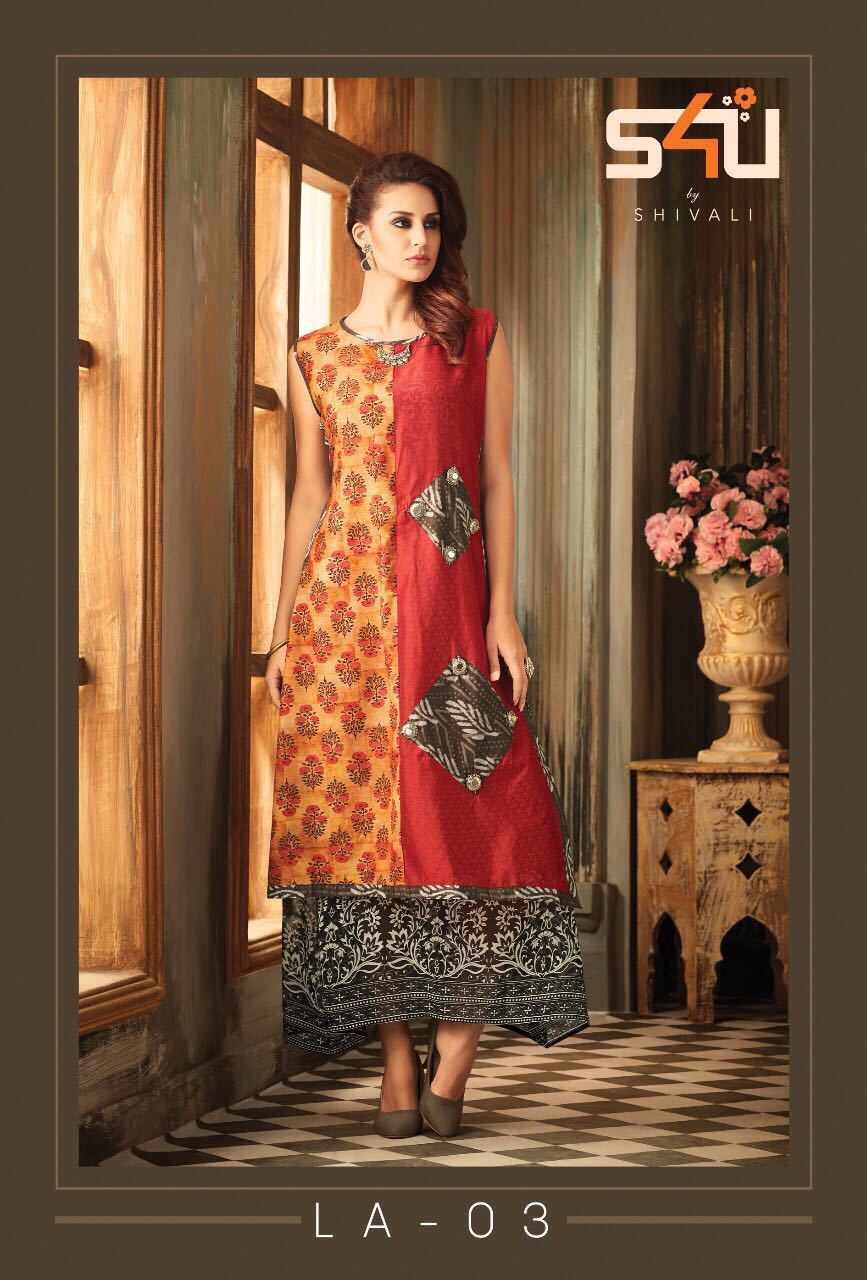 Blue And Cream Ladies Fancy Kurti