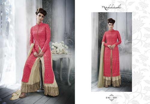 तुषार सिल्क मल्टी एम्ब्रायडरी वर्क पलाज़ो सलवार सूट