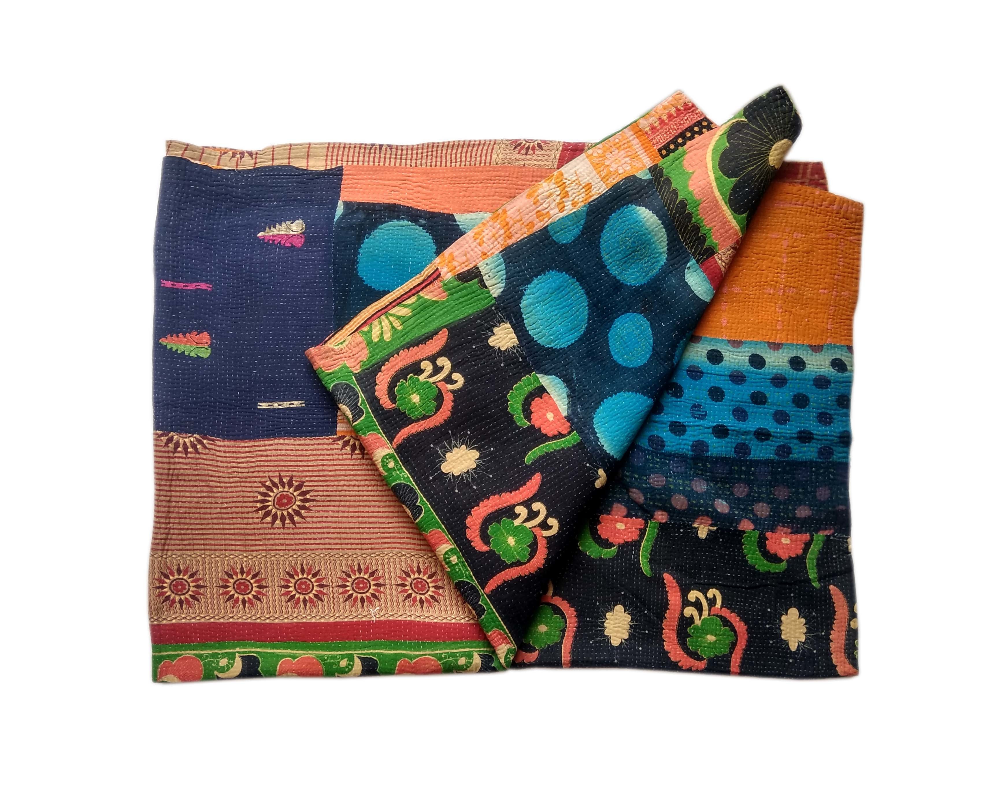 Double Bed Sheet - Cotton | Double Size, Multicolored Patchwork Design, 150 Thread Count, Weighs 2 Kg, Ideal For Sleeping And Comfort