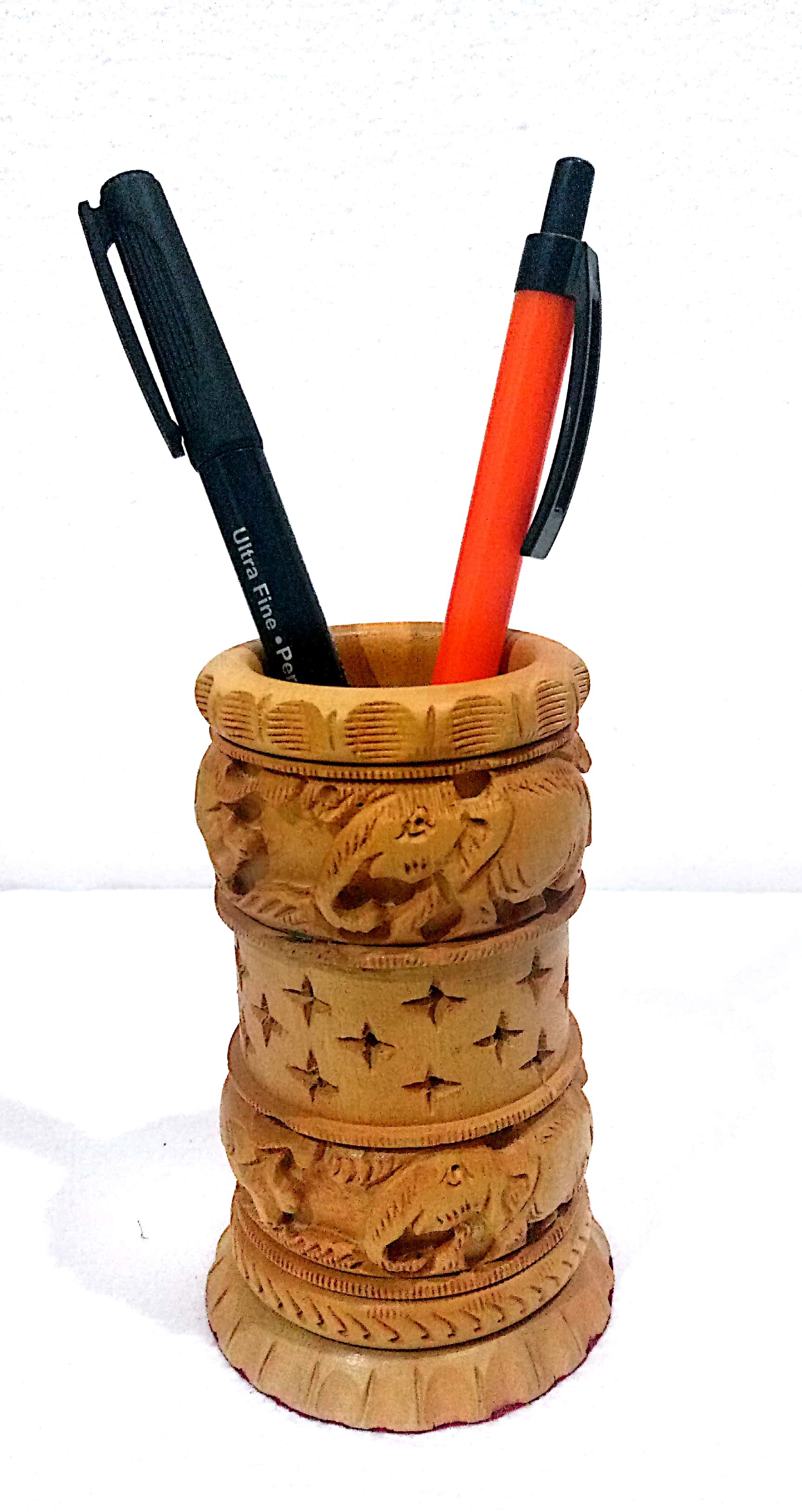 Wooden Pen Holder - 5-7 Inch Round Design | Durable, Portable, And Attractive For Office And Home Decor