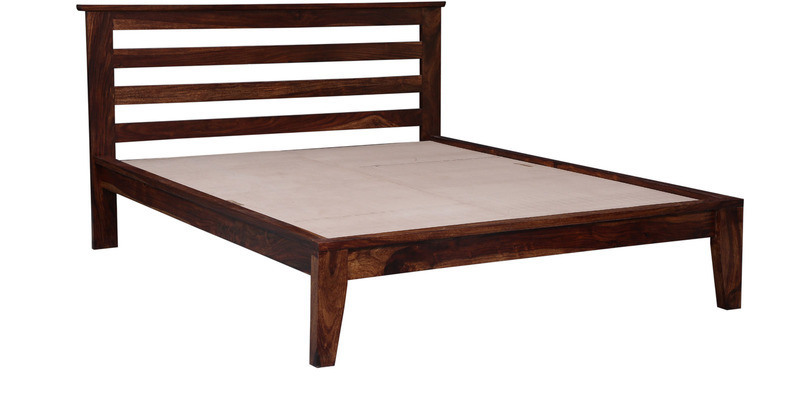Handcrafted Queen Bed In Walnut Finish By Wudstuk