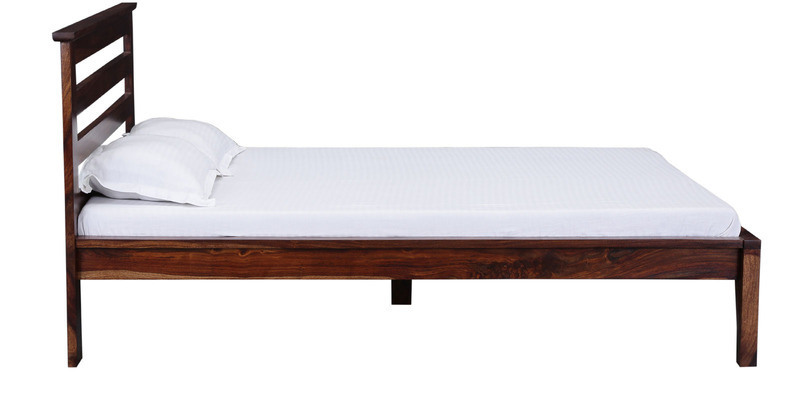 Handcrafted Queen Bed In Walnut Finish By Wudstuk
