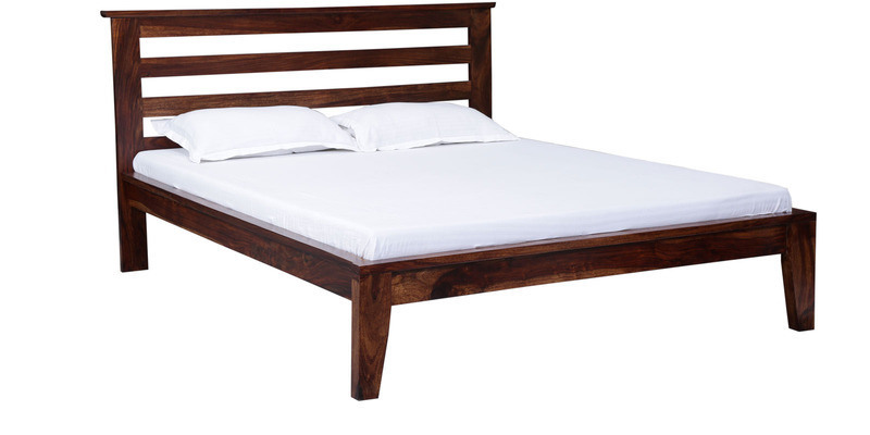 Handcrafted Queen Bed In Walnut Finish By Wudstuk