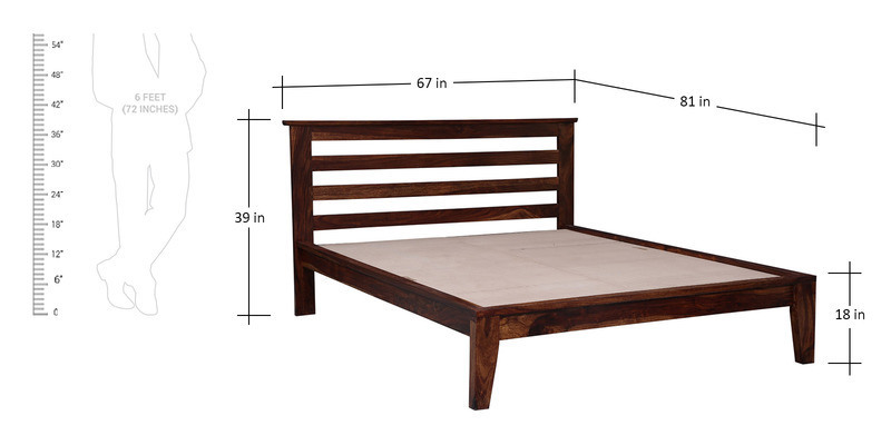 Handcrafted Queen Bed In Walnut Finish By Wudstuk