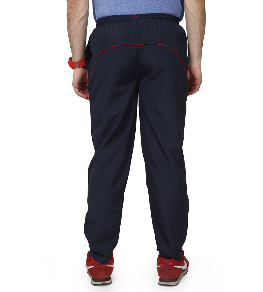 Nevy & Red Men's Trackpant - Ns Polyester With Inside Net, Linen Fabric, Plain Pattern | Stylish Design For Modern Men