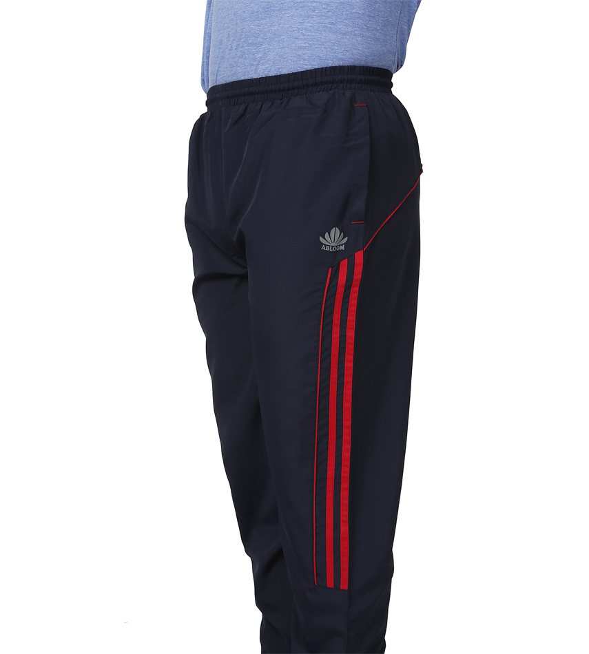 Nevy & Red Men's Trackpant - Ns Polyester With Inside Net, Linen Fabric, Plain Pattern | Stylish Design For Modern Men