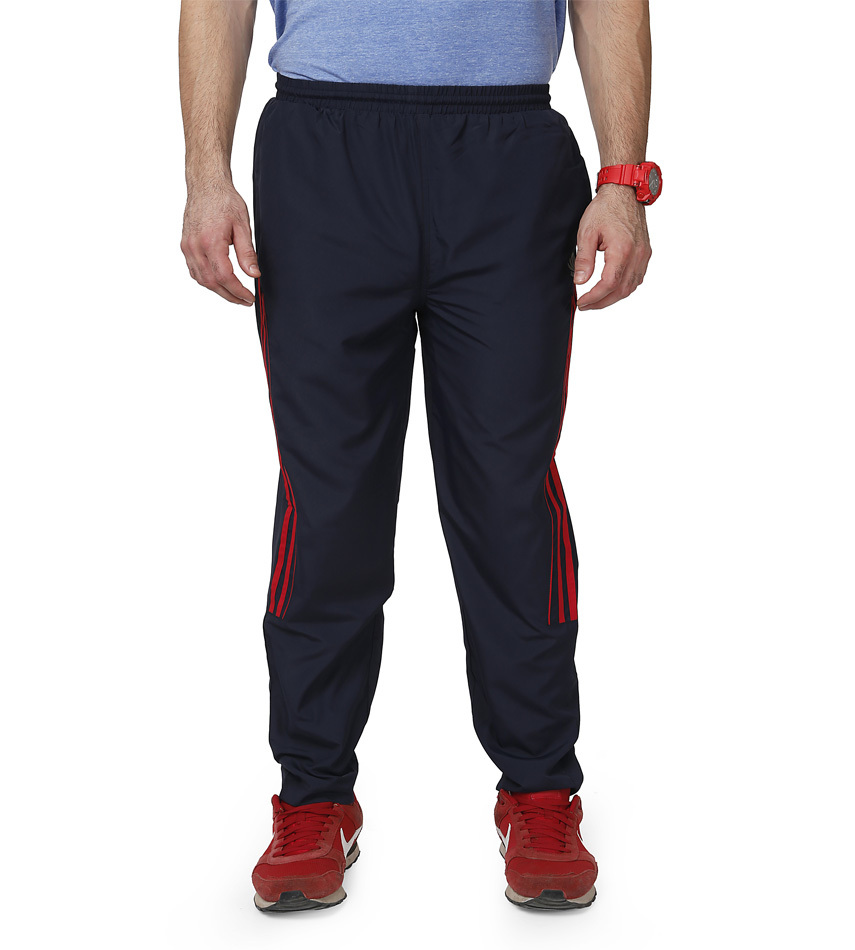 Nevy & Red Men's Trackpant - Ns Polyester With Inside Net, Linen Fabric, Plain Pattern | Stylish Design For Modern Men