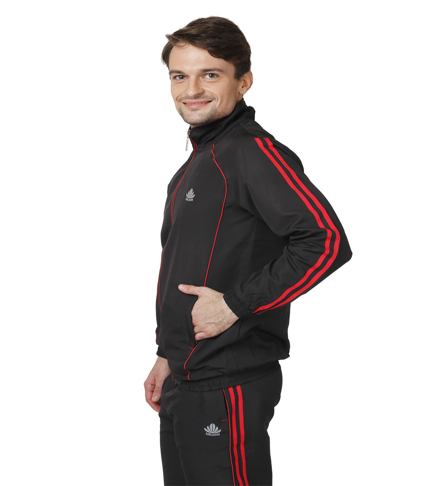 Polyester Men's Black & Red Tracksuit