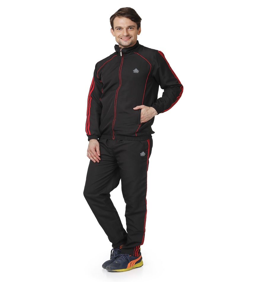 Polyester Men's Black & Red Tracksuit
