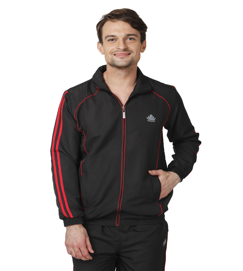 Polyester Men's Black & Red Tracksuit