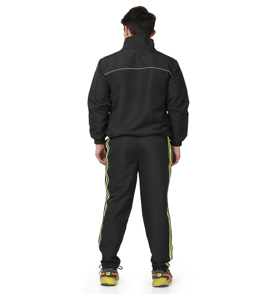 Polyester Mens Black & Green Tracksuit