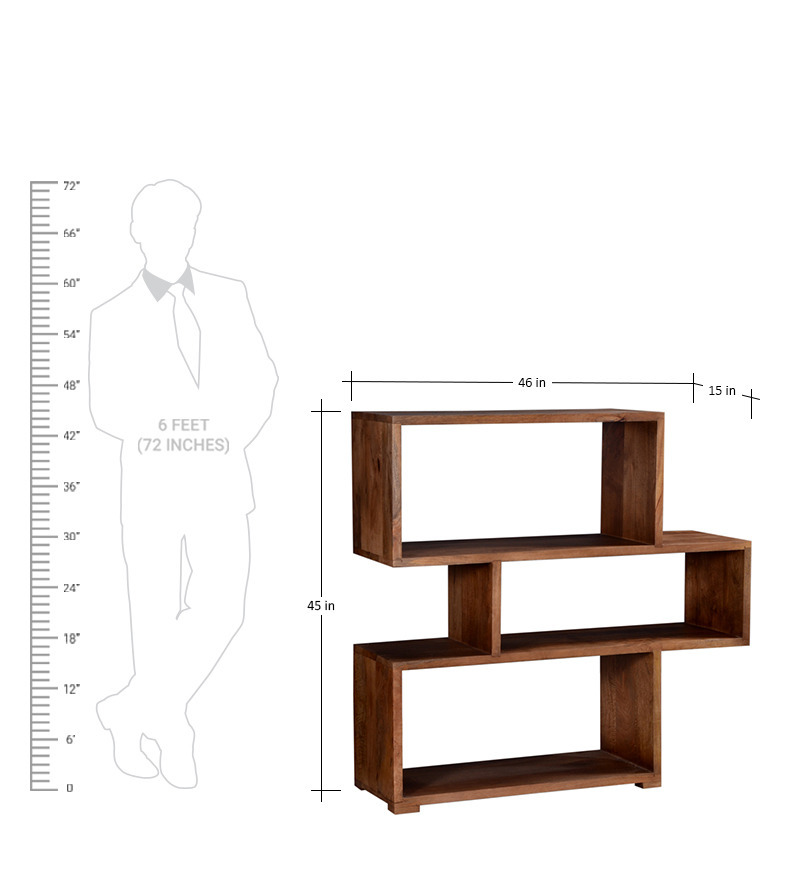 Handcrafted Book Shelf In Walnut Finish By Wudstuk