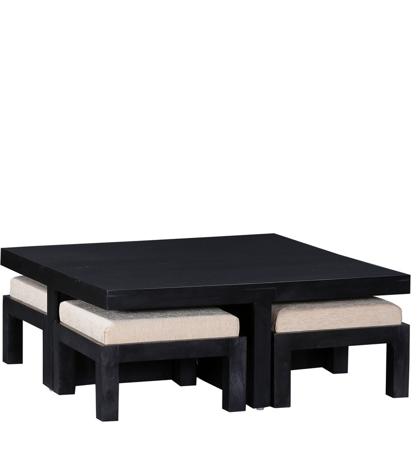 Handcrafted Coffee Table Set - Mango Wood 14x36x36 Inches, Espresso Walnut Finish, 12 Months Warranty, Durable Indoor Furniture