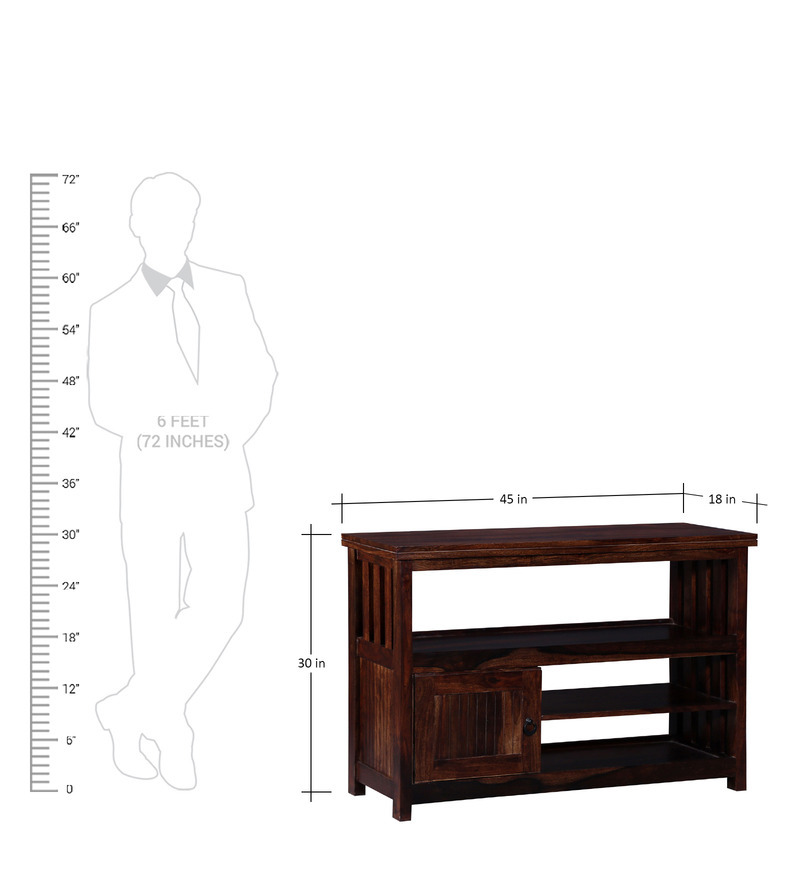 Handcrafted Shoe Rack In Walnut Finish By Wudstuk