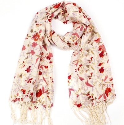 Women Scarf With Fringes - Cotton, 70x180 cm | Fashionable Printed Design For Year-Round Comfort