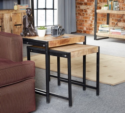 Durable Industrial Mango Nest Of 2 Tables