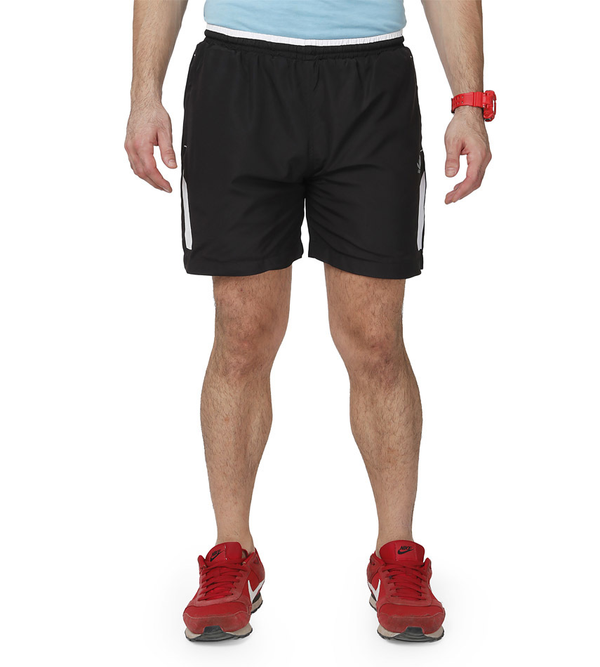 Mens Black & White Shorts - Polyester, Plain Pattern | Shrink Proof, Smooth Finish, Quality Tested For Defect-free Range