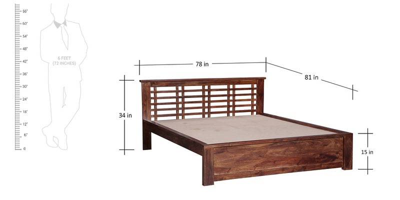 Handcrafted King Bed In Walnut Finish By Wudstuk