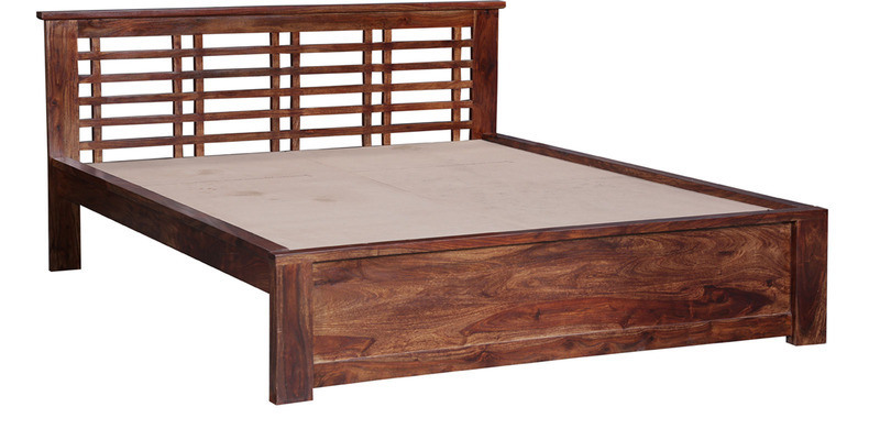 Handcrafted King Bed In Walnut Finish By Wudstuk