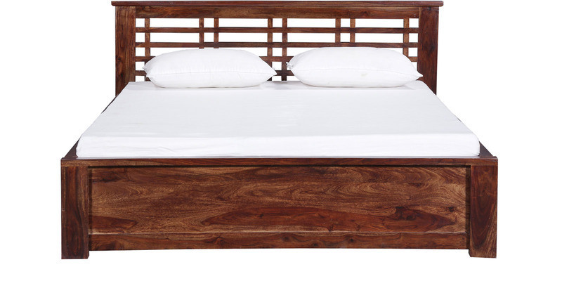 Handcrafted King Bed In Walnut Finish By Wudstuk