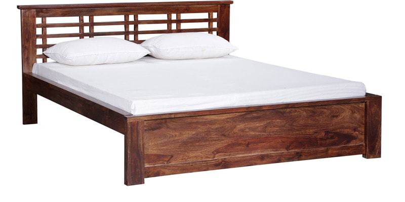 Handcrafted King Bed In Walnut Finish By Wudstuk