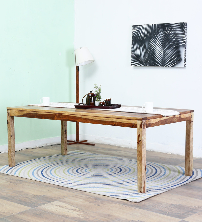 Handcrafted Six Seater Dining Table In Natural She