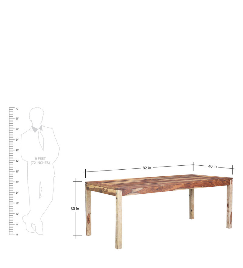 Handcrafted Six Seater Dining Table In Natural She