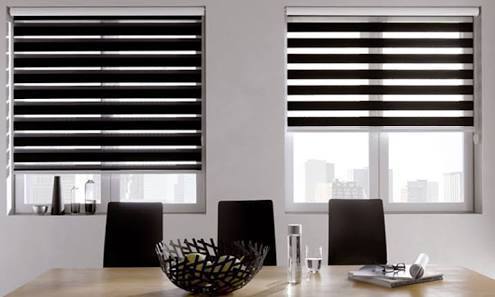 Zebra Blinds - Plastic Material, Black Color | Antique Design, Horizontal Pattern, Plain Style, Ideal for Offices