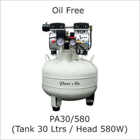Dental Air Compressor - 580W Oil-Free, 30L Steel Tank, 220V Power, 60dB Noise Level, 550x400x600mm Dimensions