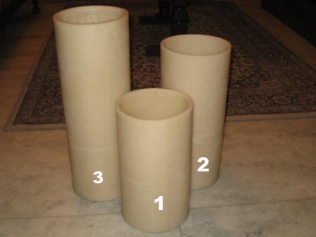 Light Pastel Colors Including White And Ivory Hurricane Hollow Candles