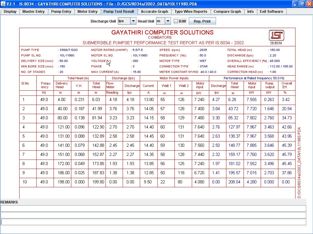 Submersible Pump Testing Software