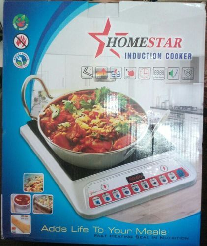 Home Star Induction Cooker - Food Grade Plastic Body, 2000 Watt Power, Touch Screen Control | 12 Cooking Functions, 24 Hours Timer, Shock Proof & Child Lock