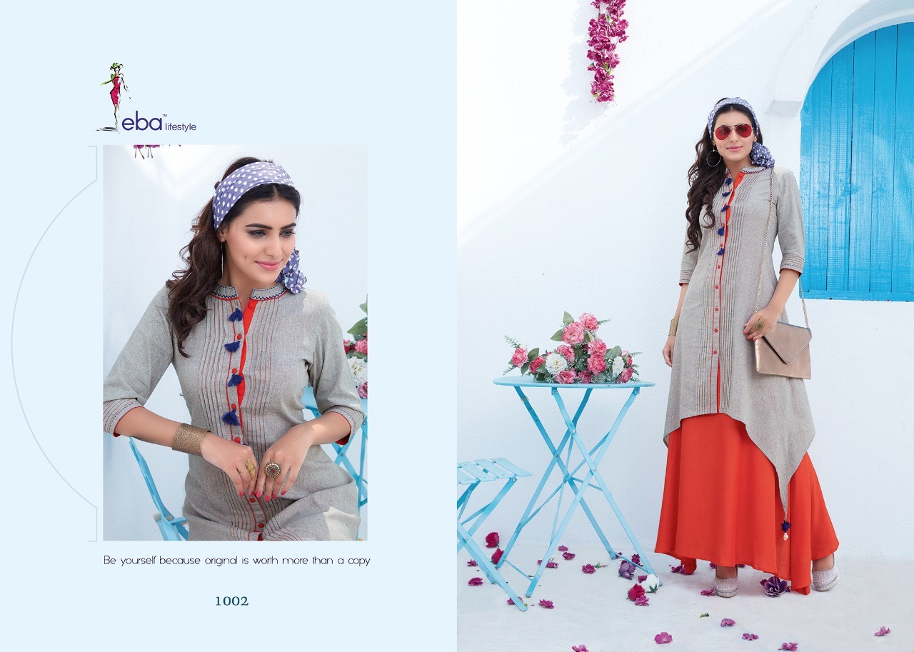 Rayon Printed Kurti With Khadi Fabric