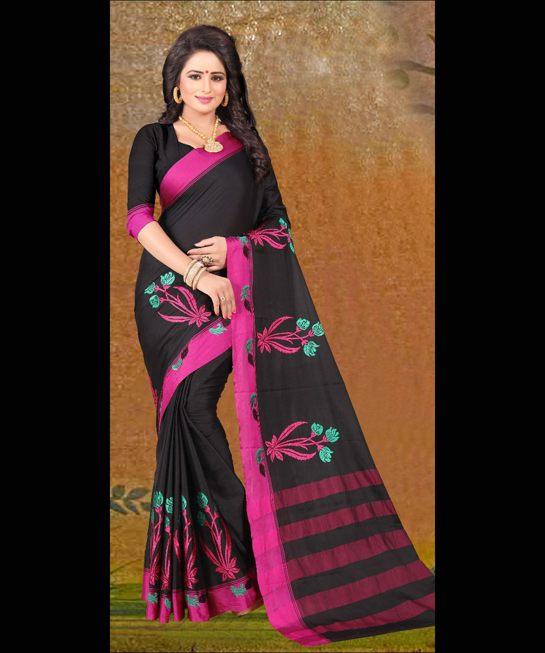 Cotton New Designer Embroidered Silk Saree